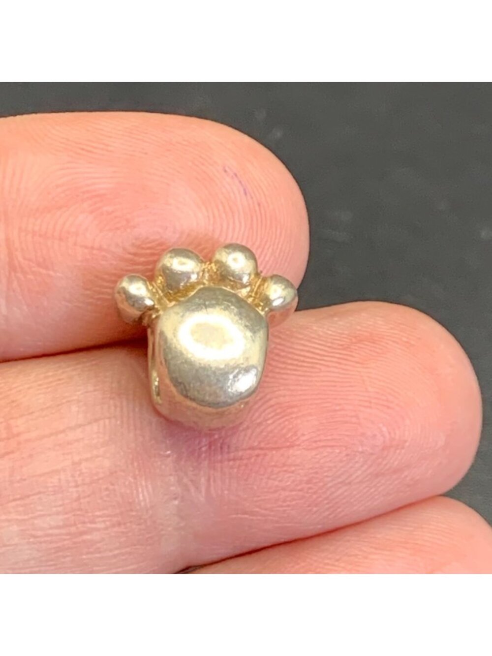Animal Paw Print Slide Charm Sterling Silver 925 Size 0.5" Length